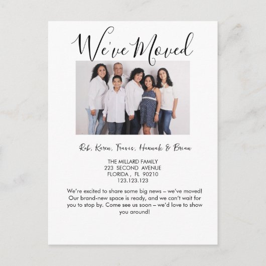 Änderung der Adresse, die wir verschoben haben Ankündigungspostkarte (Vorderseite)