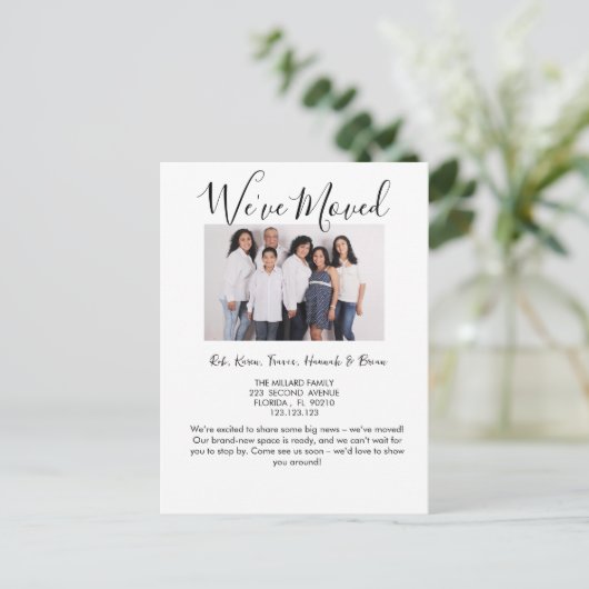 Änderung der Adresse, die wir verschoben haben Ankündigungspostkarte (Stehend Vorderseite)