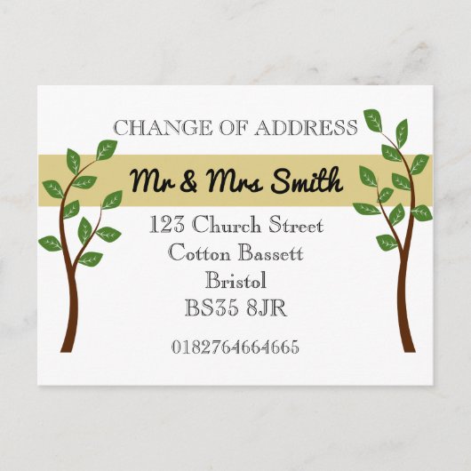 Änderung der Adresse einfache Blätter Baum Ankündigungspostkarte (Vorderseite)
