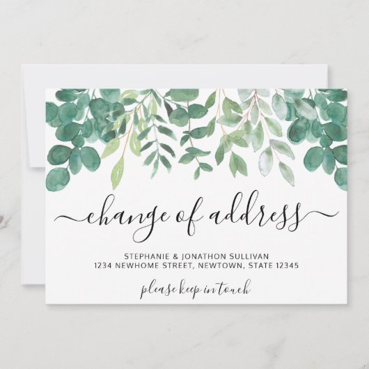 Änderung der Adresse Eukalyptus-Meldung Ankündigung (Vorderseite)