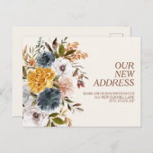 Änderung der Adresse Gelb blauer Rost Autumn Flora Postkarte (Vorne/Hinten)