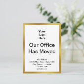 Änderung der Adresse Gold-Ankündigung Postkarte (Stehend Vorderseite)