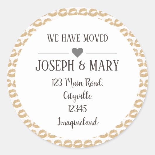 Änderung der Adresse Gold Lips bilden Künstler Runder Aufkleber (Vorderseite)