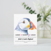 Änderung der Adresse haben wir Puffin verschoben Ankündigungspostkarte (Stehend Vorderseite)