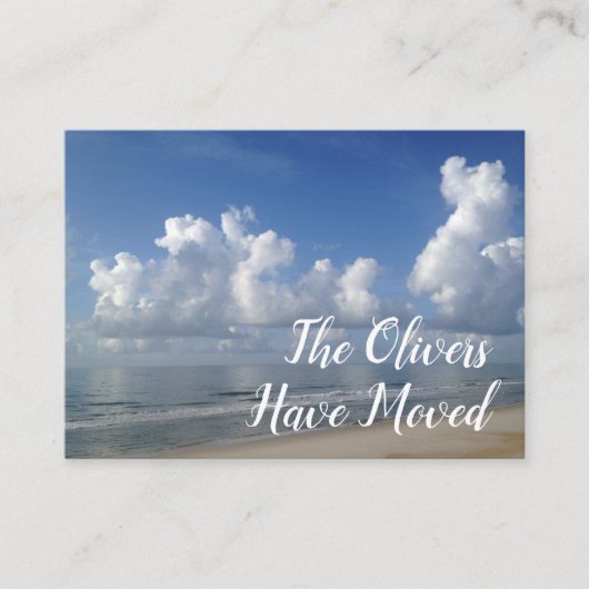 Änderung der Adresse in Beach Zuhause Foto Card Visitenkarte (Vorderseite)
