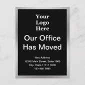 Änderung der Adresse in Schwarz und Silber Postkarte (Vorderseite)