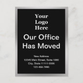 Änderung der Adresse in Schwarz und Silber Postkarte (Vorderseite)