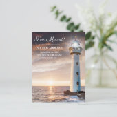 Änderung der Adresse Leuchtturm Küste Sonnenunterg Postkarte (Stehend Vorderseite)
