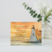 Änderung der Adresse Leuchtturm Malerei Küste Sonn Postkarte (Stehend Vorderseite)