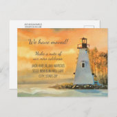 Änderung der Adresse Leuchtturm Malerei Küste Sonn Postkarte (Vorne/Hinten)