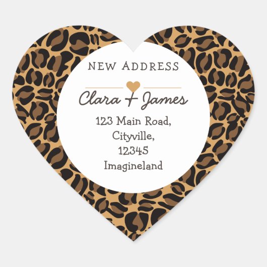 Änderung der Adresse neue Adresse Leopard Print Herz-Aufkleber (Vorderseite)