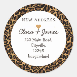 Änderung der Adresse neue Adresse Leopard Print Runder Aufkleber