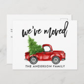 Änderung der Adresse Pinselschrift Red Truck Tree Postkarte (Vorne/Hinten)