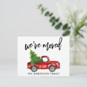 Änderung der Adresse Pinselschrift Red Truck Tree Postkarte (Stehend Vorderseite)