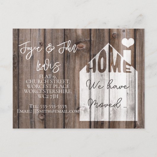 Änderung der Adresse Postkarte haben wir Holz vers (Vorderseite)