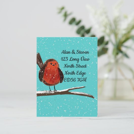 Änderung der Adresse Robin auf einer Zweigniederla Postkarte (Stehend Vorderseite)