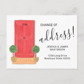 Änderung der Adresse roter Tür bewegen Ankündigungspostkarte (Vorderseite)