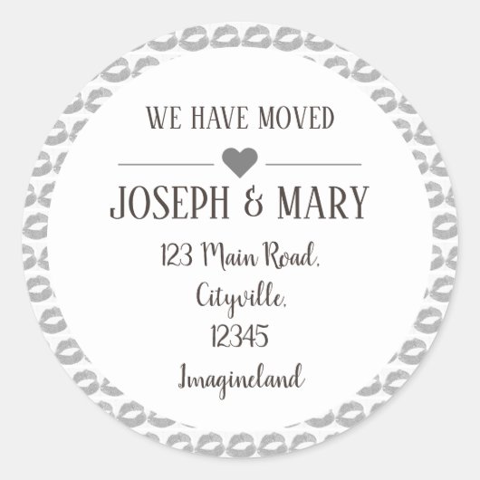 Änderung der Adresse Silber Lips bilden Künstler Runder Aufkleber (Vorderseite)