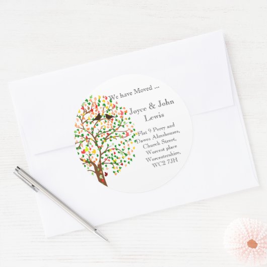 Änderung der Adresse Stickers Herbst Stammbaum (Umschlag)