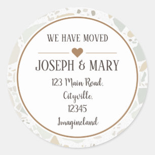 Änderung der Adresse terrazzo modern Runder Aufkleber