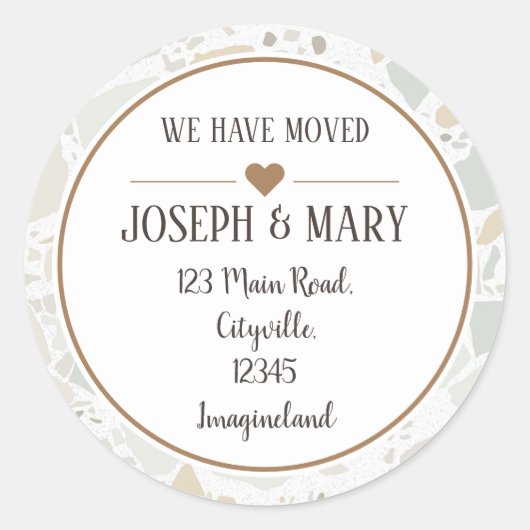 Änderung der Adresse terrazzo modern Runder Aufkleber (Vorderseite)