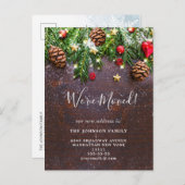 Änderung der Adresse Weihnachten Rustikale Feierta Ankündigungspostkarte (Vorne/Hinten)