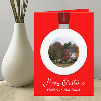 Änderung der Adresse Weihnachtsschmuck Foto Rot Feiertagskarte