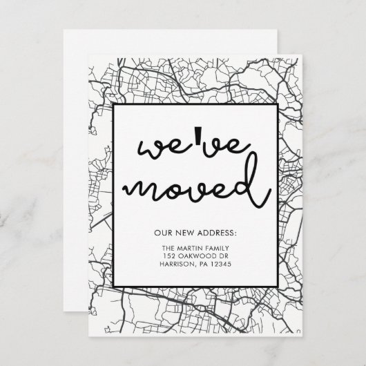 Änderung der Adresskarte Design Schwarz/Weiß Ankündigungspostkarte (Vorne/Hinten)