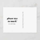 Änderung der Adresskarte Design Schwarz/Weiß Ankündigungspostkarte (Rückseite)