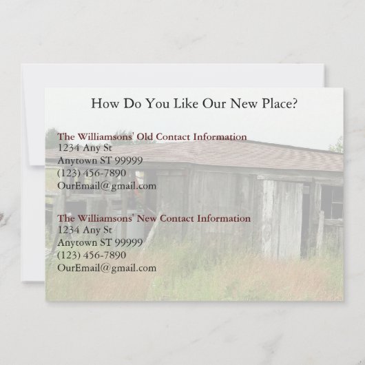 Änderung der Adresskarte: Kostenlose Einheit Ankündigung (Rückseite)