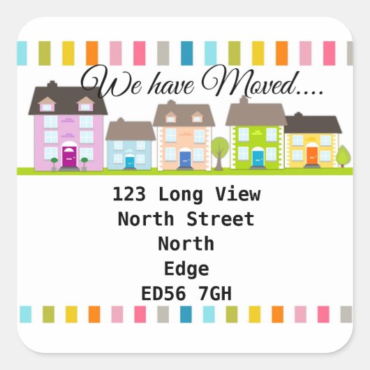 Änderung der Adresszeile der Häuser Quadratischer Aufkleber (Vorderseite)