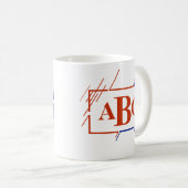 Änderung der anfänglichen monogramm braunen blauen kaffeetasse (VorderseiteRechts)