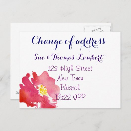 Änderung der Anschrift auf der farbigen Postkarte (Vorne/Hinten)