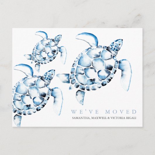 Änderung der Anschrift Cards Blue Sea Turtles am S Postkarte (Vorderseite)