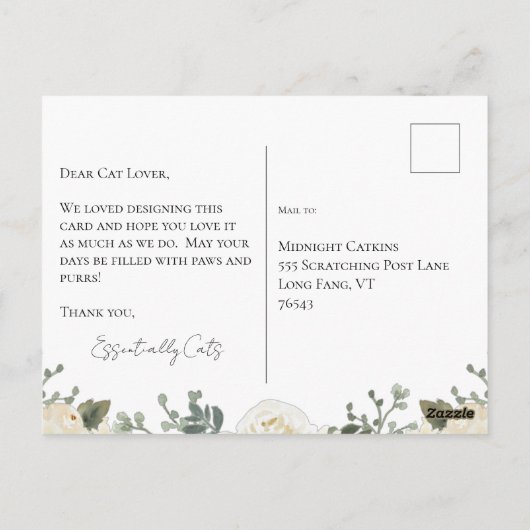 Änderung der Anschrift, Katzen, Ankündigung des Lk Postkarte (Rückseite)