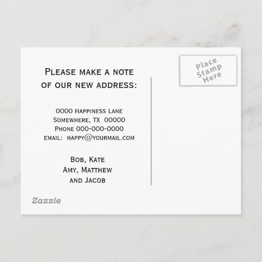 Änderung der Anschrift Postkarte - Burlap House (Rückseite)