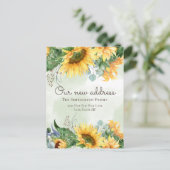 Änderung der Anschrift Sonnenblumen Grünland Postkarte (Stehend Vorderseite)