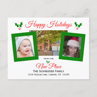 Änderung der Anschrift Weihnachtskarte Holly und F Ankündigungspostkarte