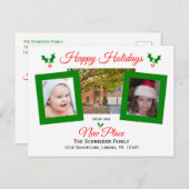 Änderung der Anschrift Weihnachtskarte Holly und F Ankündigungspostkarte (Vorne/Hinten)