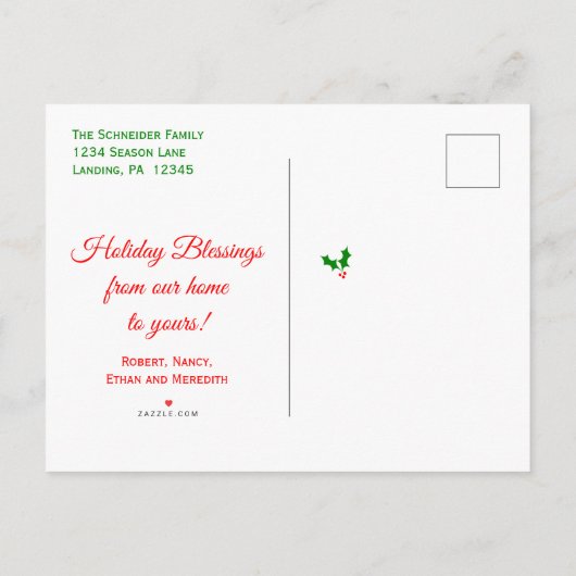 Änderung der Anschrift Weihnachtskarte Holly und F Ankündigungspostkarte (Rückseite)