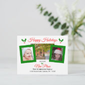 Änderung der Anschrift Weihnachtskarte Holly und F Ankündigungspostkarte (Stehend Vorderseite)