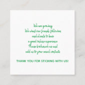 Änderung der Business-Website-Adresse Curly Bamboo Quadratische Visitenkarte (Rückseite)