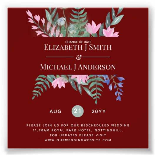 Änderung der Datumspläne Aufschiebung der Wildblum Fotodruck (Vorne)