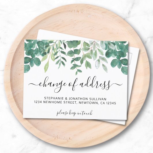 Änderung der Eukalyptus-Adresse Ankündigungspostkarte