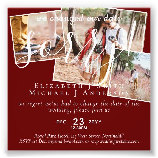 Änderung der FOTOS Neuer Zeitpunkt verschoben Fotodruck (Vorne)