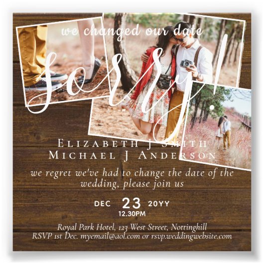 Änderung der FOTOS Neuer Zeitpunkt verschoben Fotodruck (Vorne)