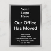 Änderung der Geschäftsadresse Schwarz & Silber auf Postkarte (Vorderseite)
