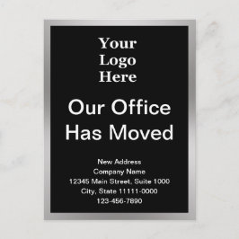 Änderung der Geschäftsadresse Schwarz & Silber auf Postkarte