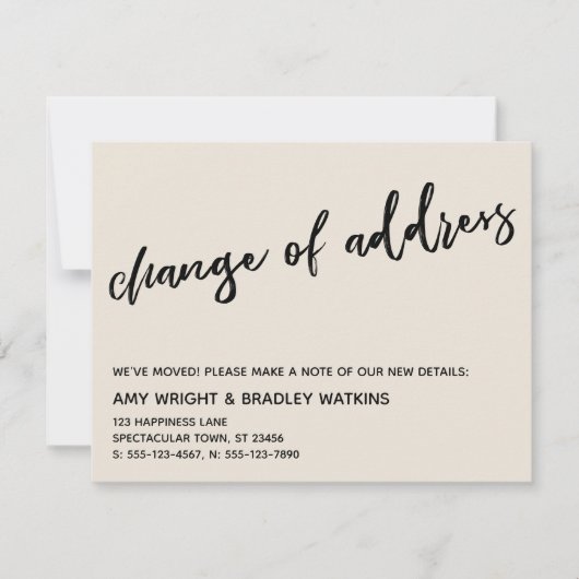 Änderung der lässigen Handschrift auf der Adressbu Mitteilungskarte (Vorderseite)