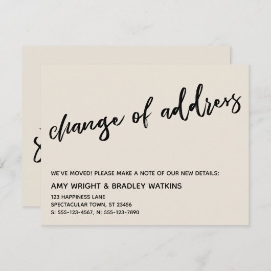 Änderung der lässigen Handschrift auf der Adressbu Mitteilungskarte (Vorne/Hinten)